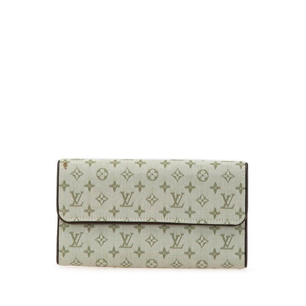 Louis Vuitton Monogram Mini Lin Portetresor International Long Wallet Green